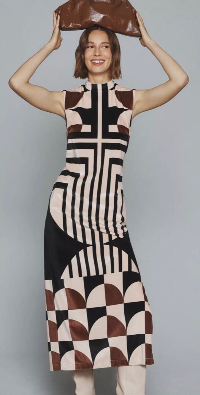 By Anthropologie Sleeveless Mock-Neck Column Midi Dress Sz. XSP